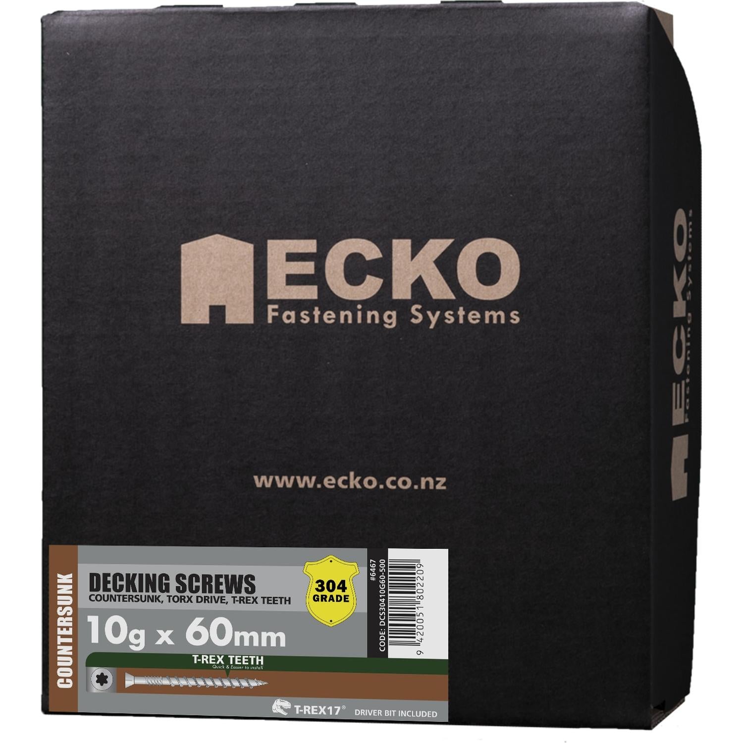 Ecko T-Rex17 10G X 60Mm Flat Head Decking Screws Countersunk (500 Box)
