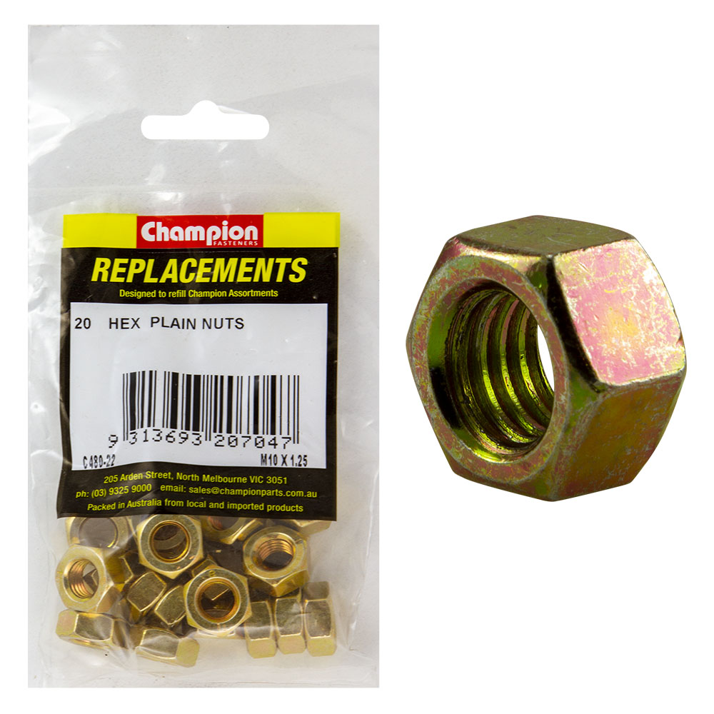 Champion M10 X 1.25 Hex Nut -20Pk