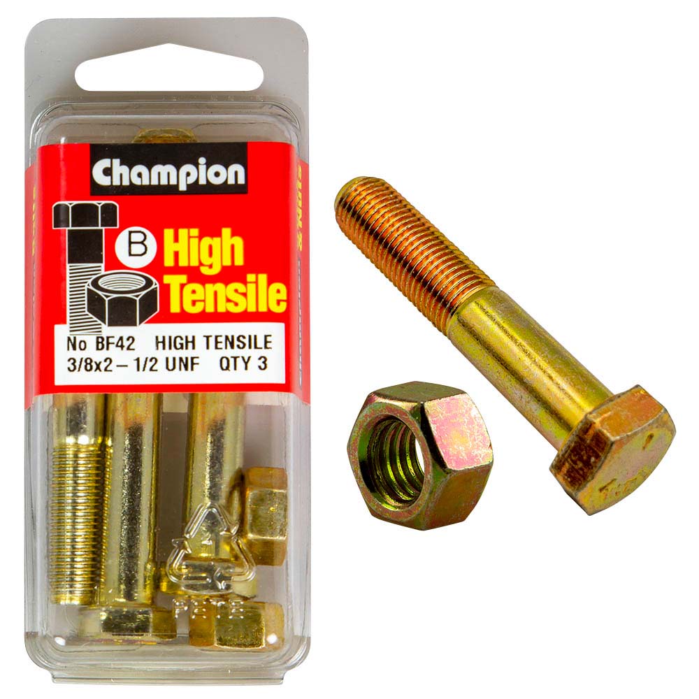 Champion 2-1/2In X 3/8In Bolt And Nut (B) - Gr5