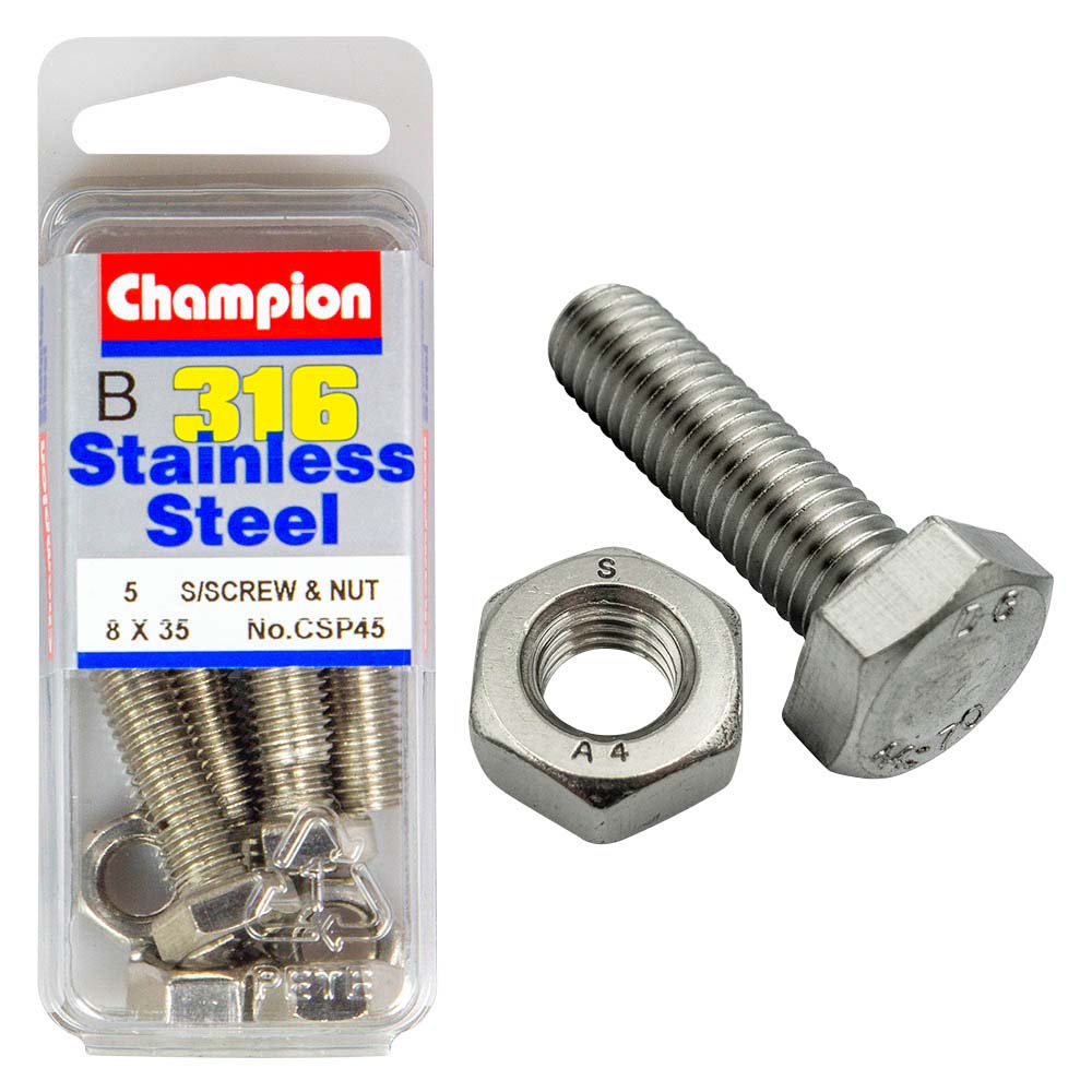 Champion 316/A4 Set Screw & Nut M8 X 35 (B)