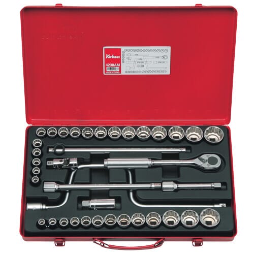 Koken 4238Am Socket Set 12Pt 38Pc 1/2"Dr 3/8-1.1/4" & 10-32Mm