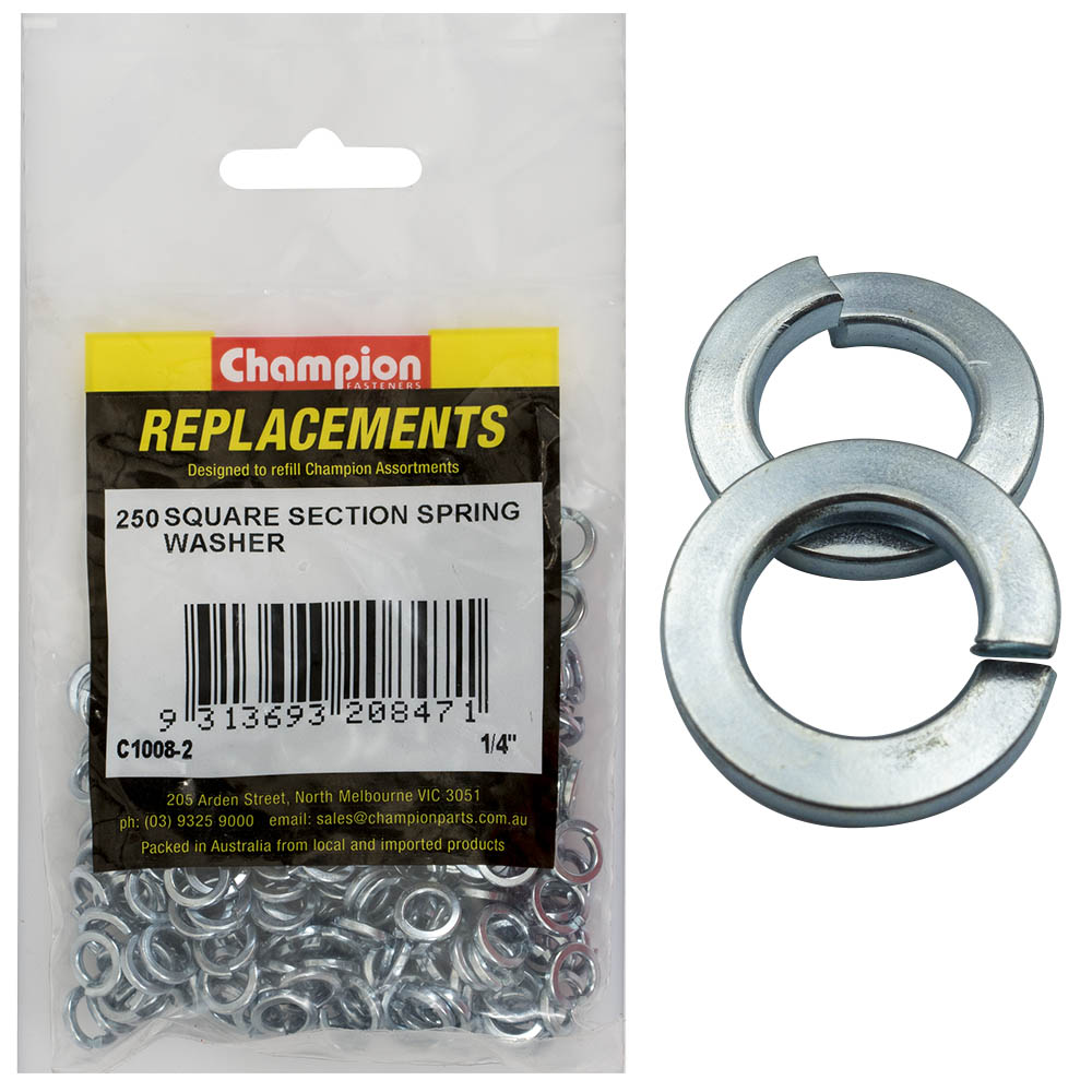 Champion 1/4In Square Section Spring Washer -250Pk