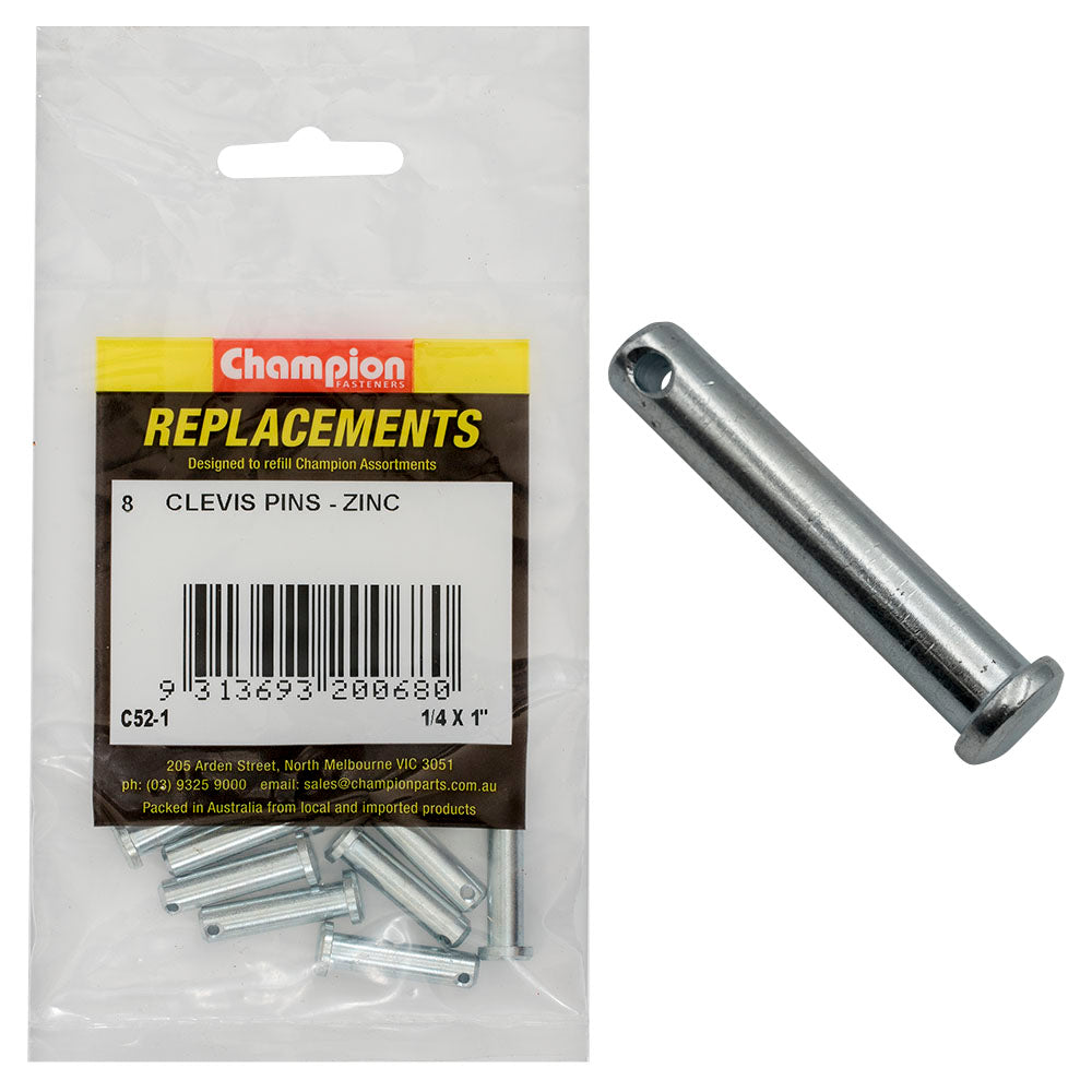 Champion 1/4In X 1In Clevis Pin -8Pk