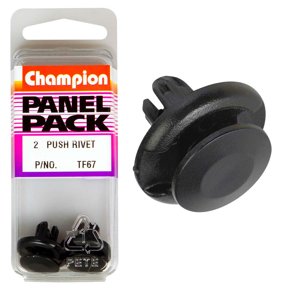 Champion Push Rivet Black 20Mm Hd X 11Mm -2Pk