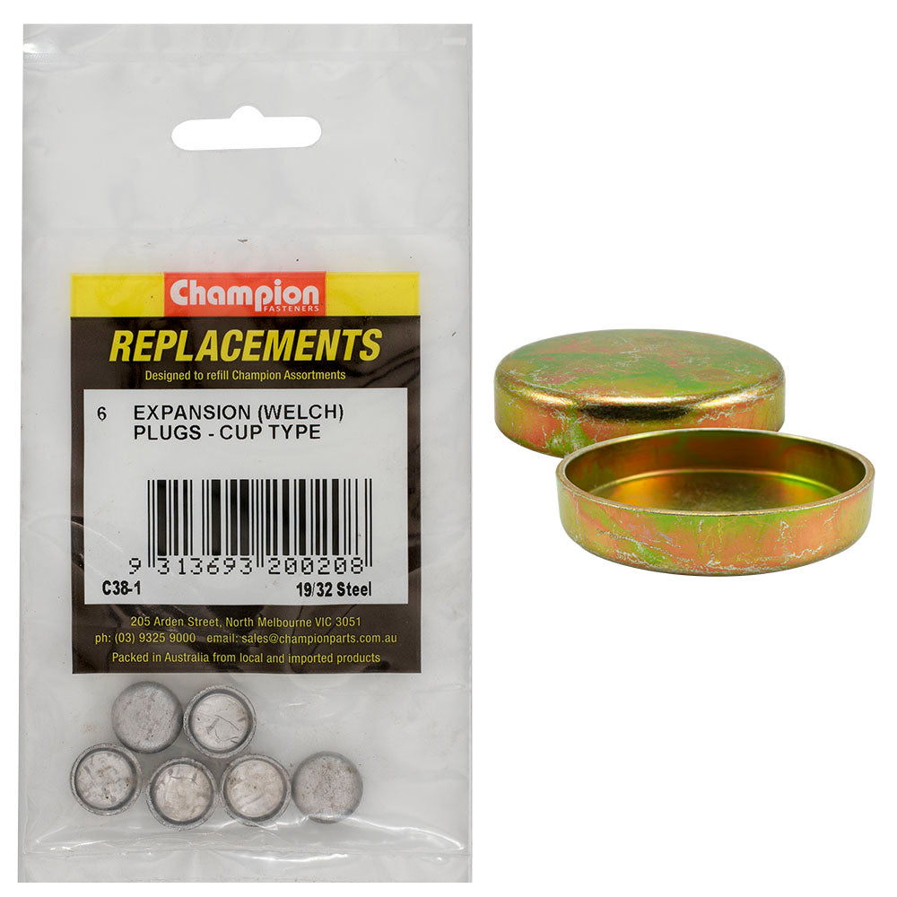 Champion 40Mm Steel Welsh Plug - 10Pk