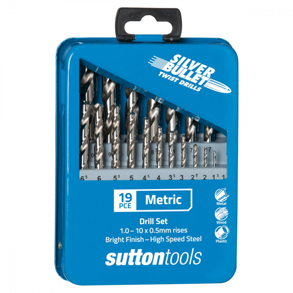 Sutton Tools 19 Piece Silver Bullet Jobber Drill Bit Set Metric