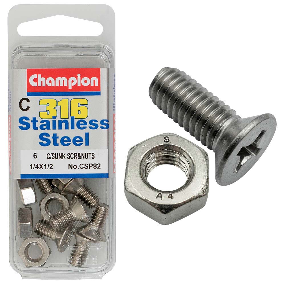 Champion 1/4In X 1/2In Unc Csk Set Screw 316/A4 (C)