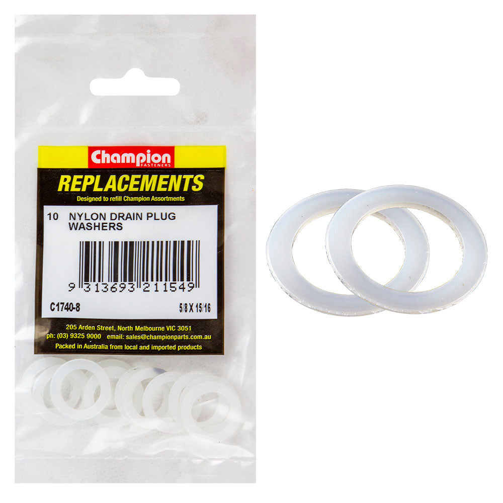 Champion 5/8In X 15/16In X 1/32In Nylon Washer -10Pk