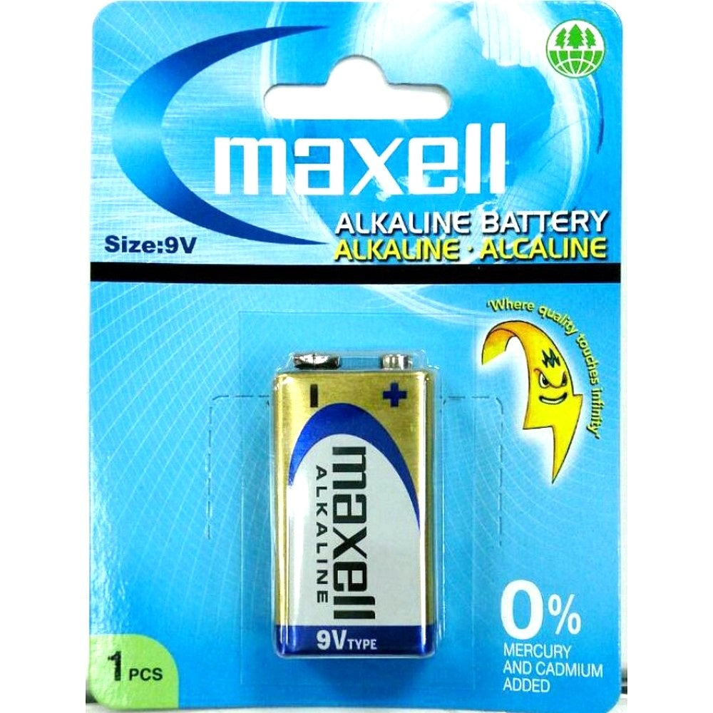 Maxell Alkaline Battery 9V 1 Pack Blister