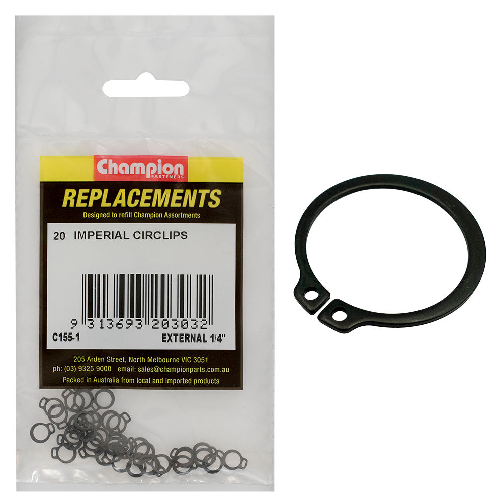 Champion 1/4In External Circlip -20Pk