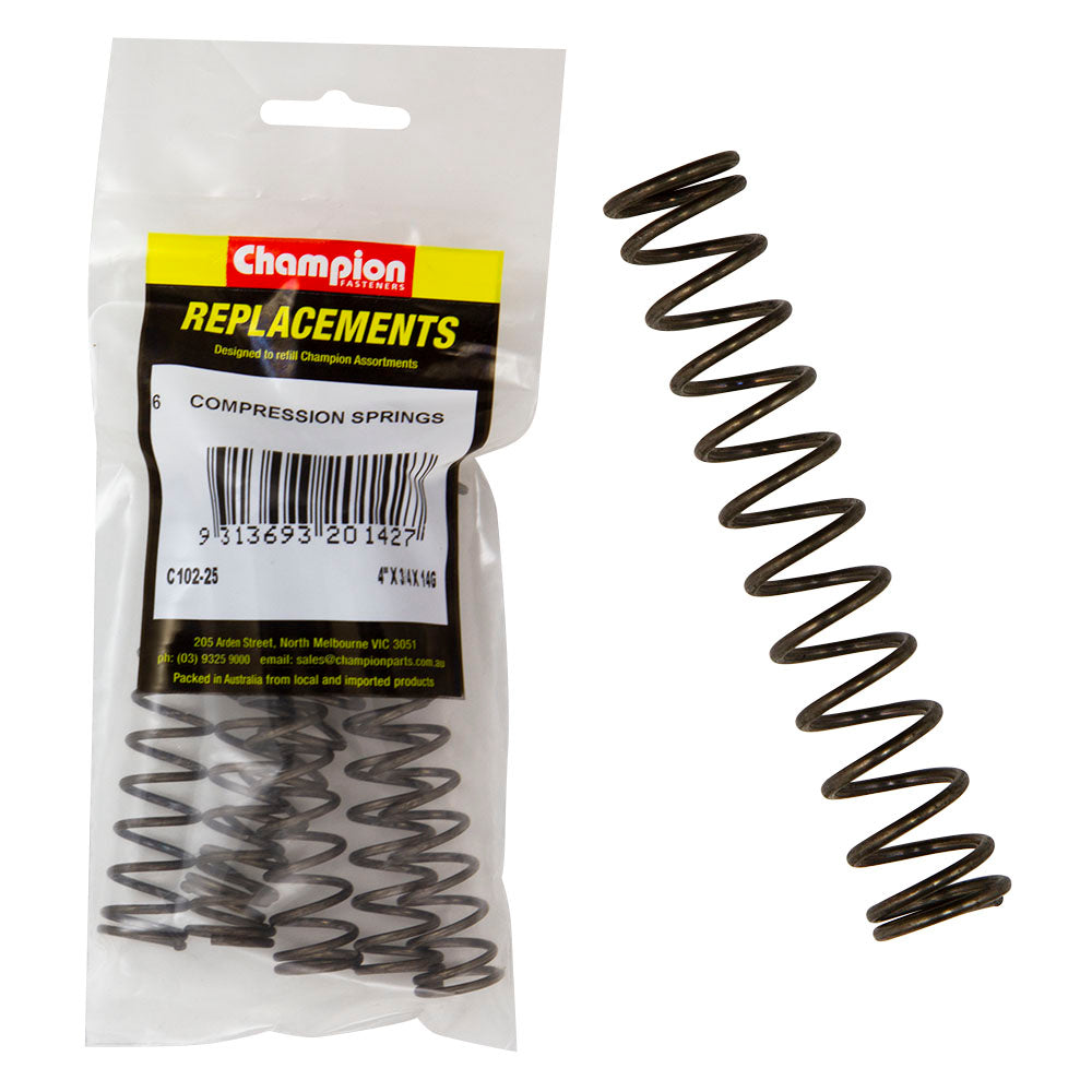 Champion 4In (L) X 3/4In (O.D.) X 14G Compression Spring-6Pk