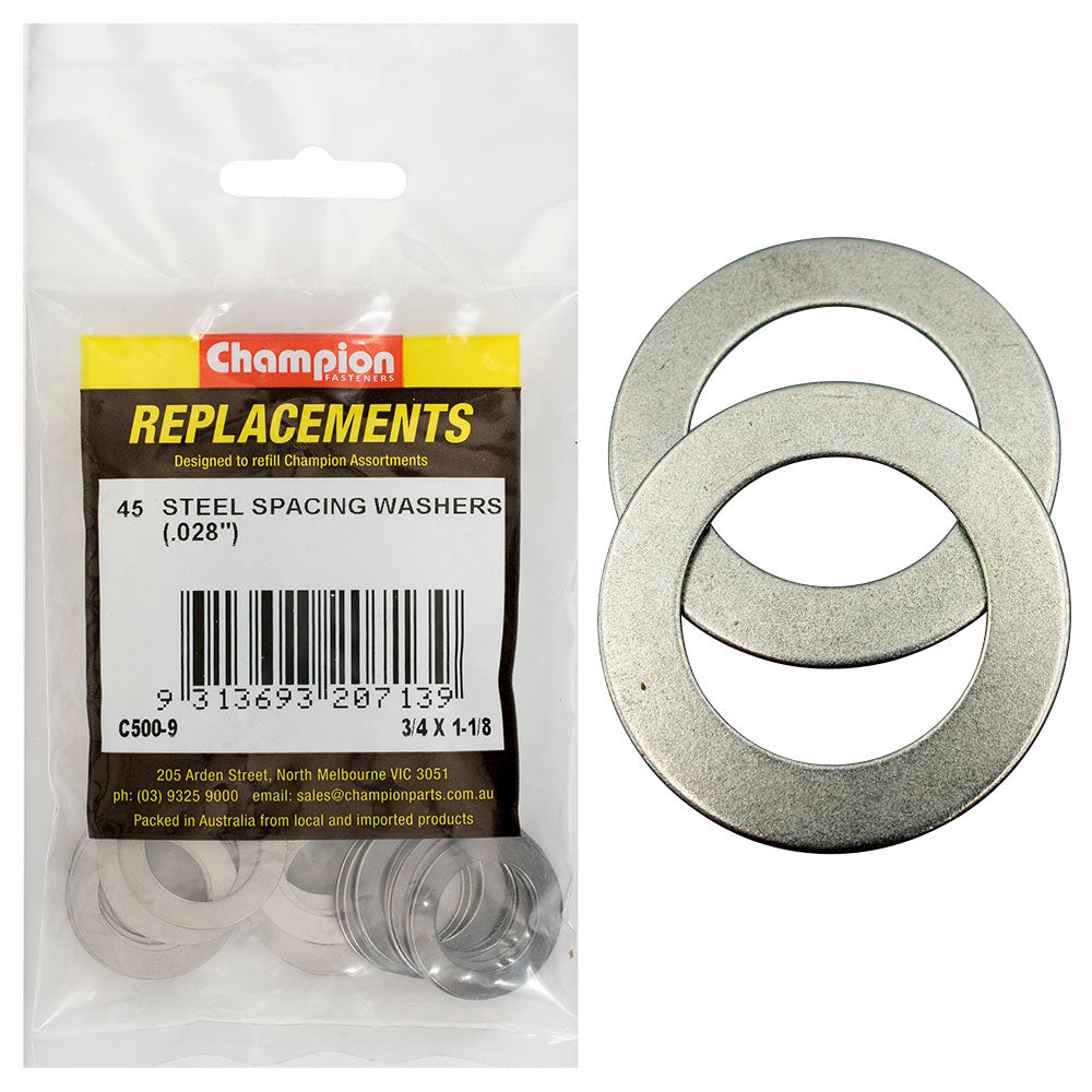 Champion 3/4 X 1-1/8 X 1/32In(22G) Steel Spacing Washer-45Pk