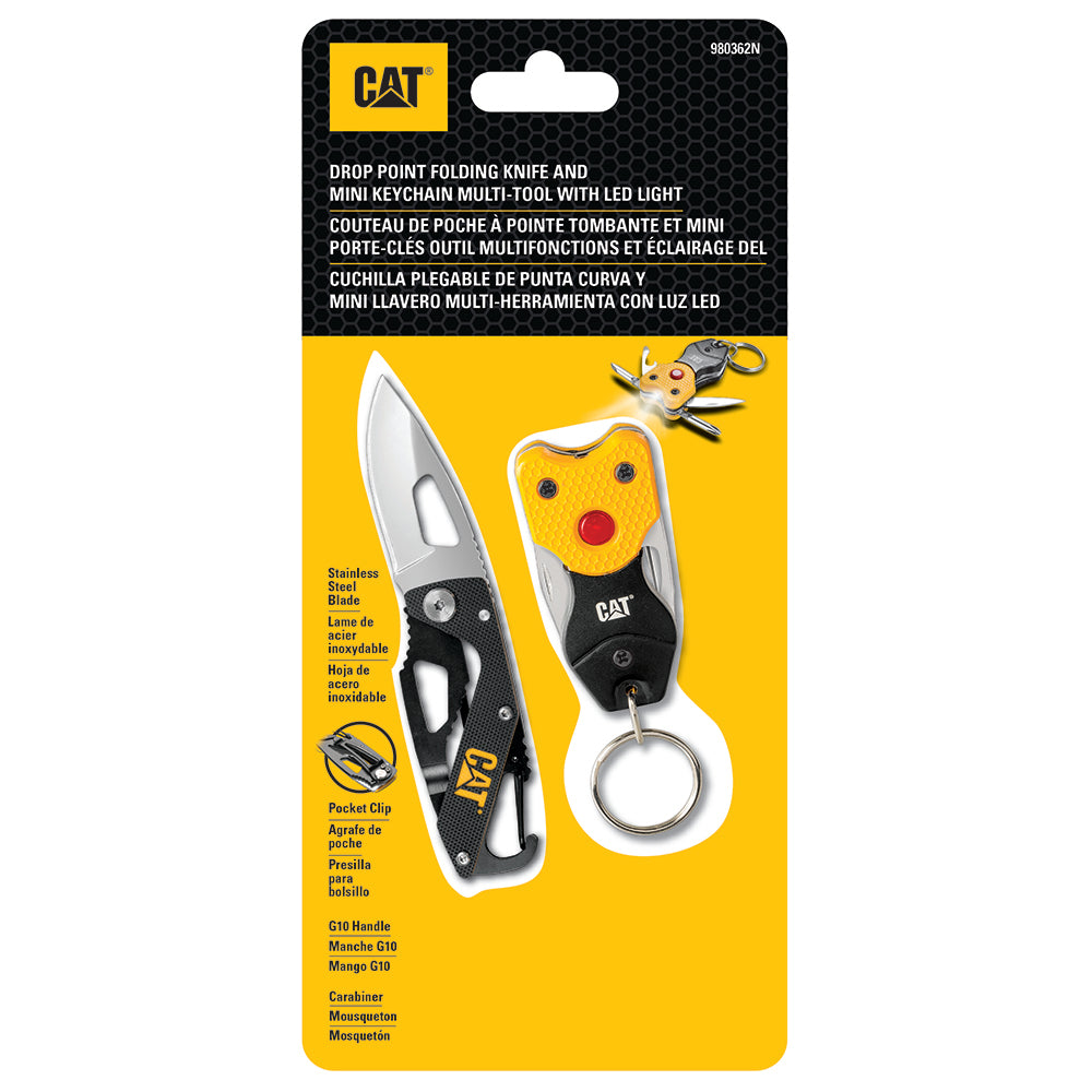 Cat Folding Skeleton Knife & Mini Keychain Multi Tool Set
