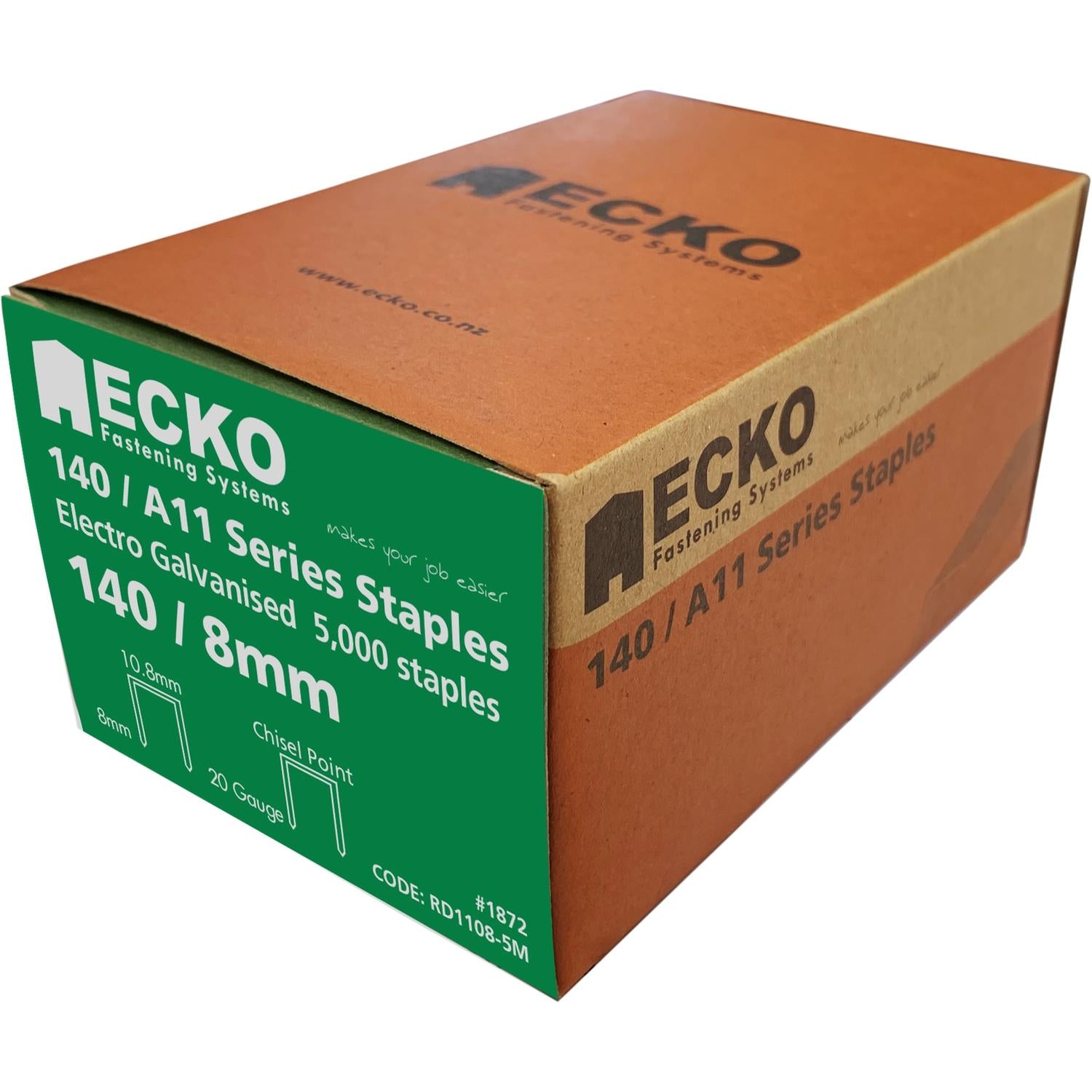 Ecko 140/A11 Series Staples 140/8Mm Electro Galvanised (5000 Box)