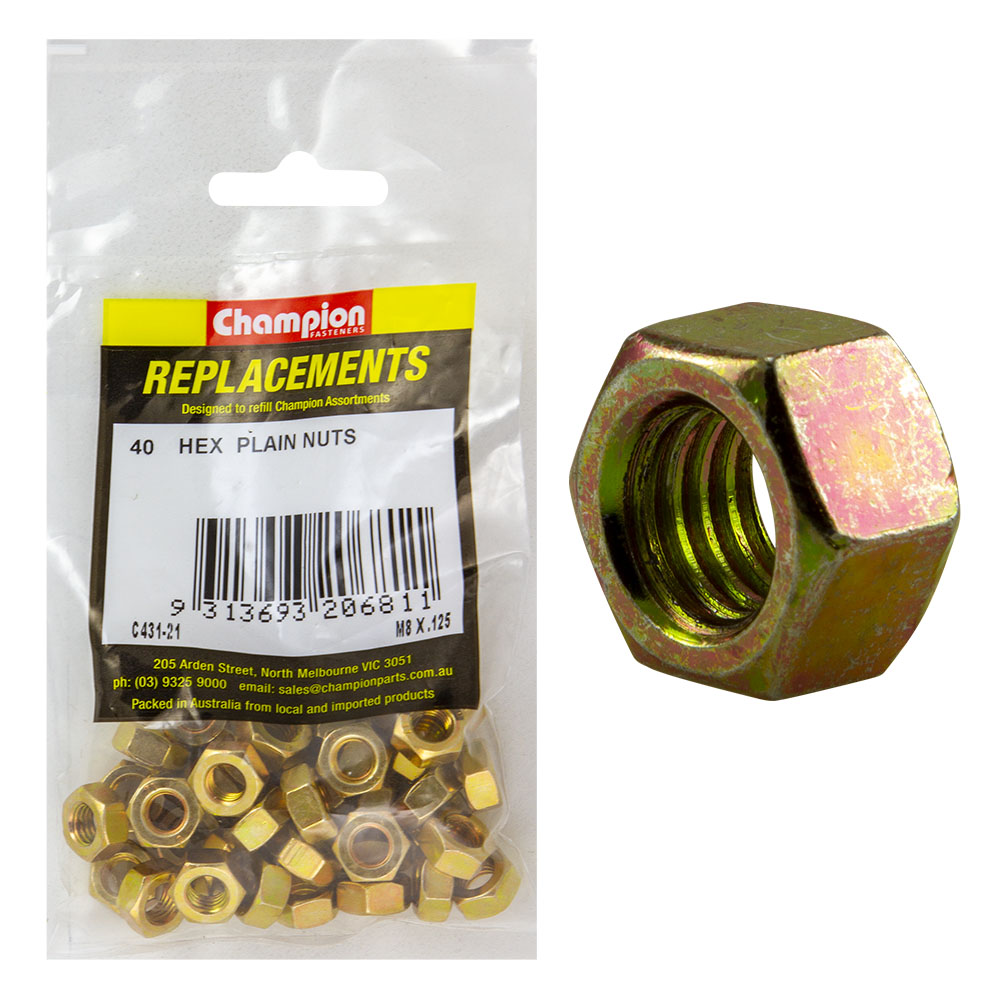 Champion M8 X 1.25 Hex Nut -40Pk