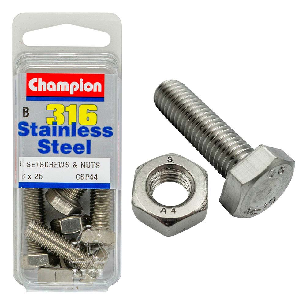 Champion 316/A4 Set Screw & Nut M8 X 25 (B)