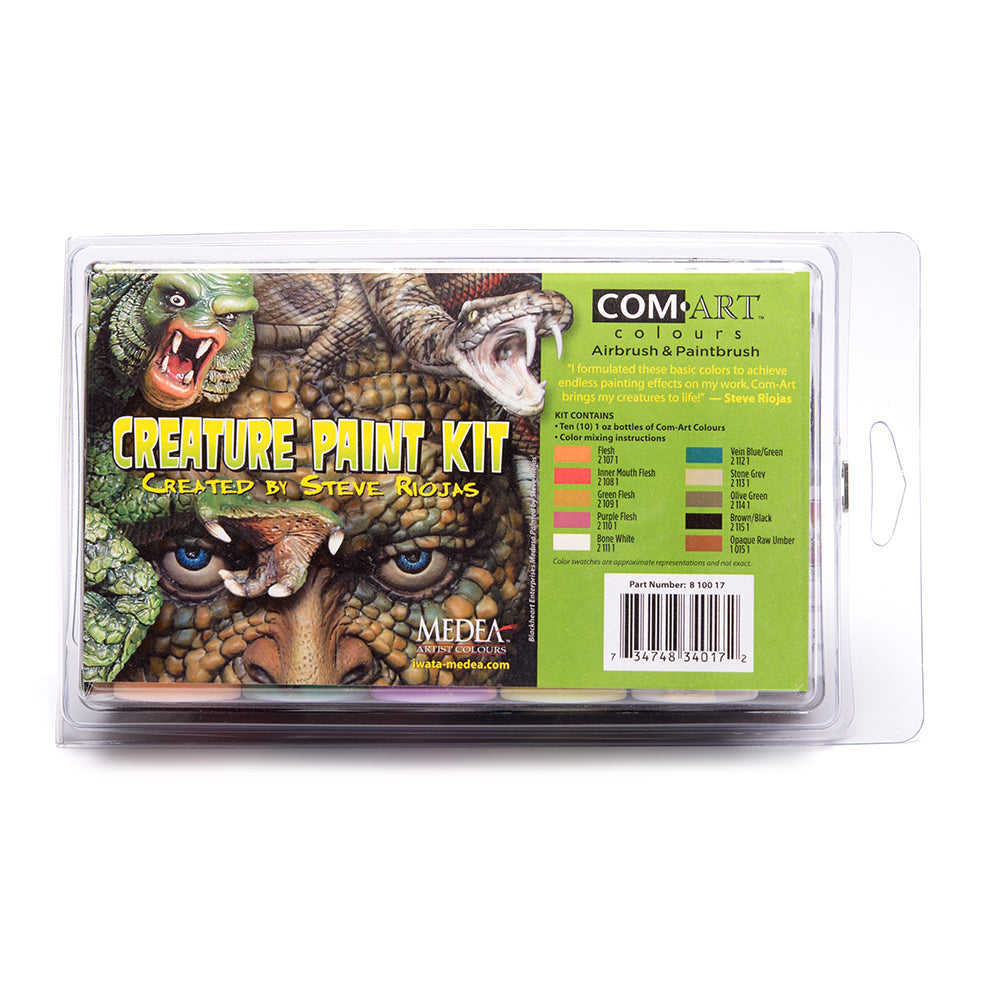 Iwata Medea Com-Art Airbrush And Paintbrush Creature Paint Kit 10Pc By Steve Riojas