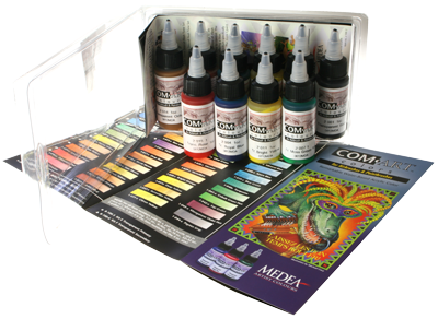 Iwata Medea Com-Art Airbrush And Paintbrush Paints 10Pc (Kit F) Transparent Primary Kit