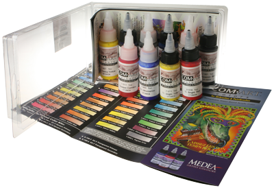 Iwata Medea Com-Art Airbrush And Paintbrush Paints (Kit G) 10Pc Opaques & Transparent Combination