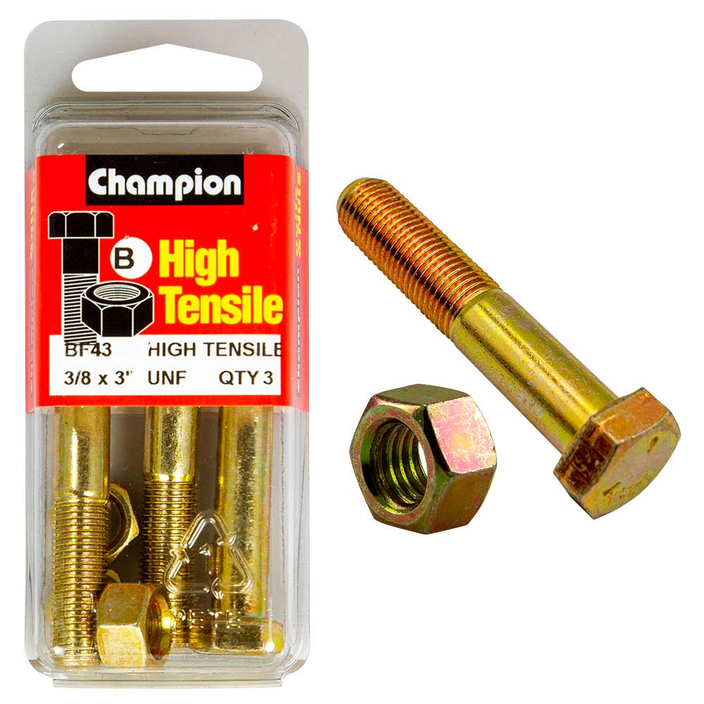 Champion 3In X 3/8In Bolt And Nut (B) - Gr5