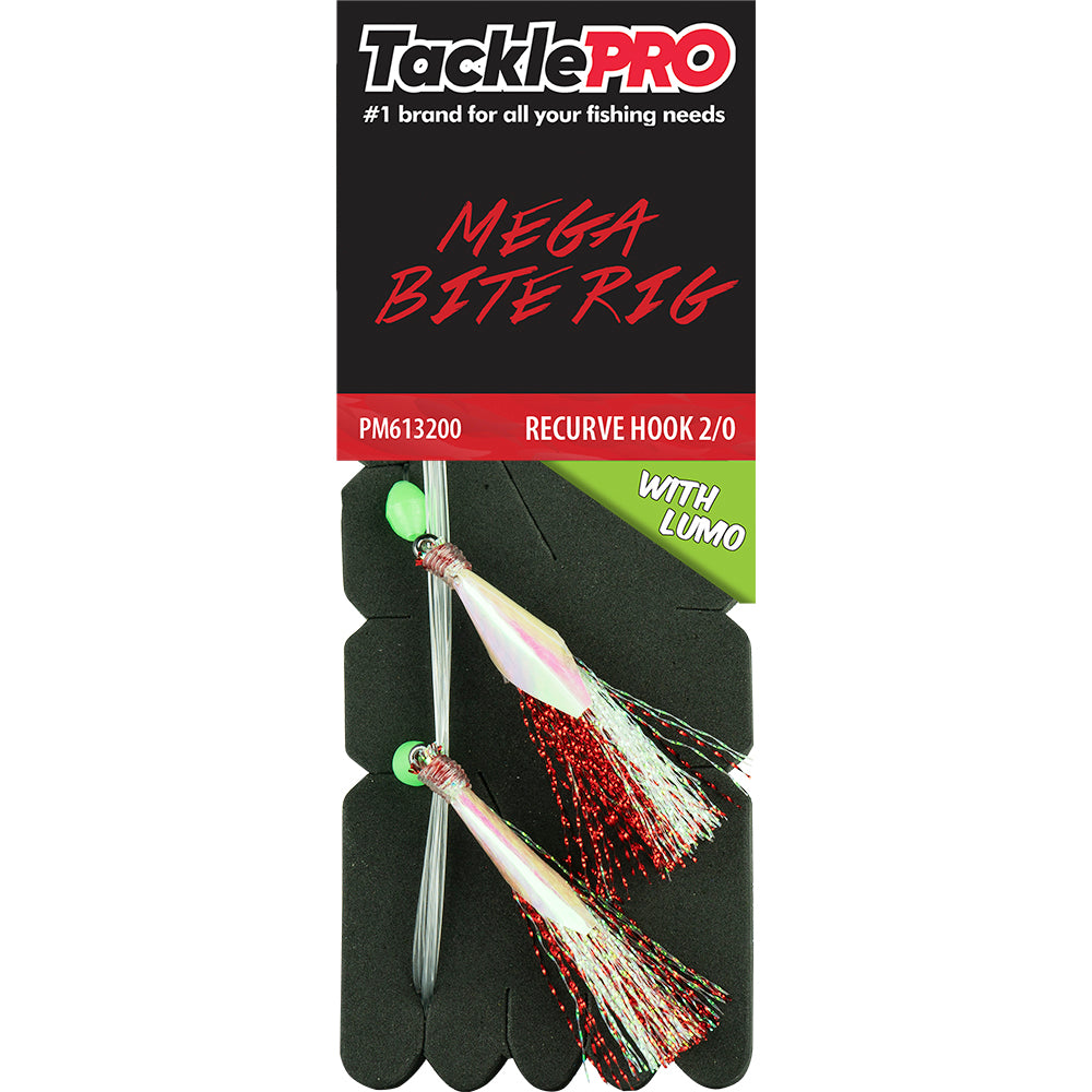 Tacklepro Mega Bite Rig Red & Lumo - 2/0 Recurve Hook