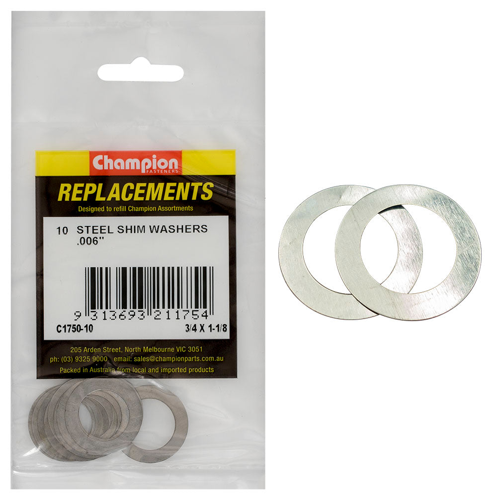 Champion 3/4In X 1-3/16In X .006In Shim Washer -10Pk