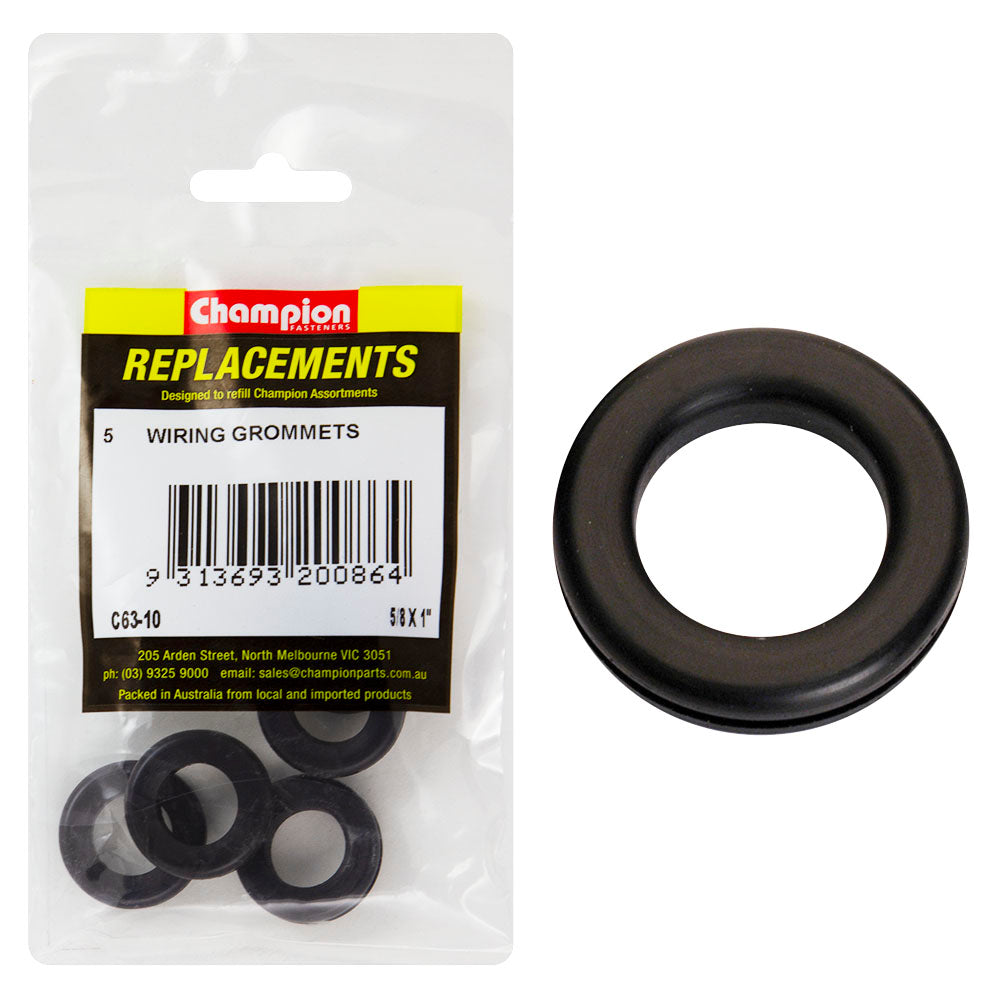 Champion 5/8In X 1In X 1-1/8In Rubber Wiring Grommet -5Pk