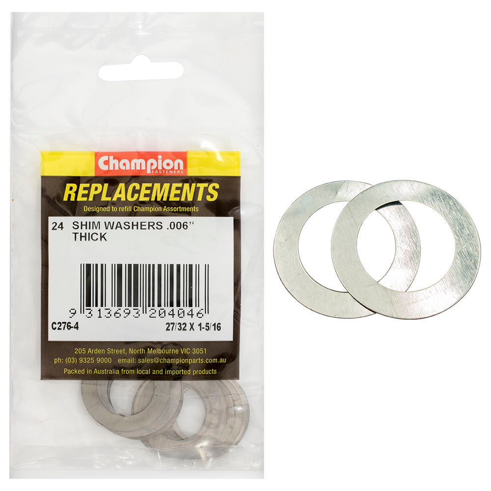 Champion 27/32In X 1-5/16In X 0.006In Shim Washer -24Pk