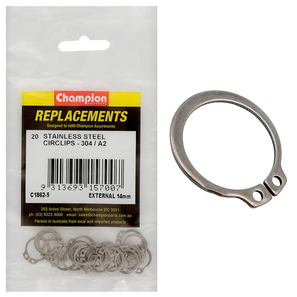 Champion 14Mm Stainless External Circlip 304/A2 -20Pk