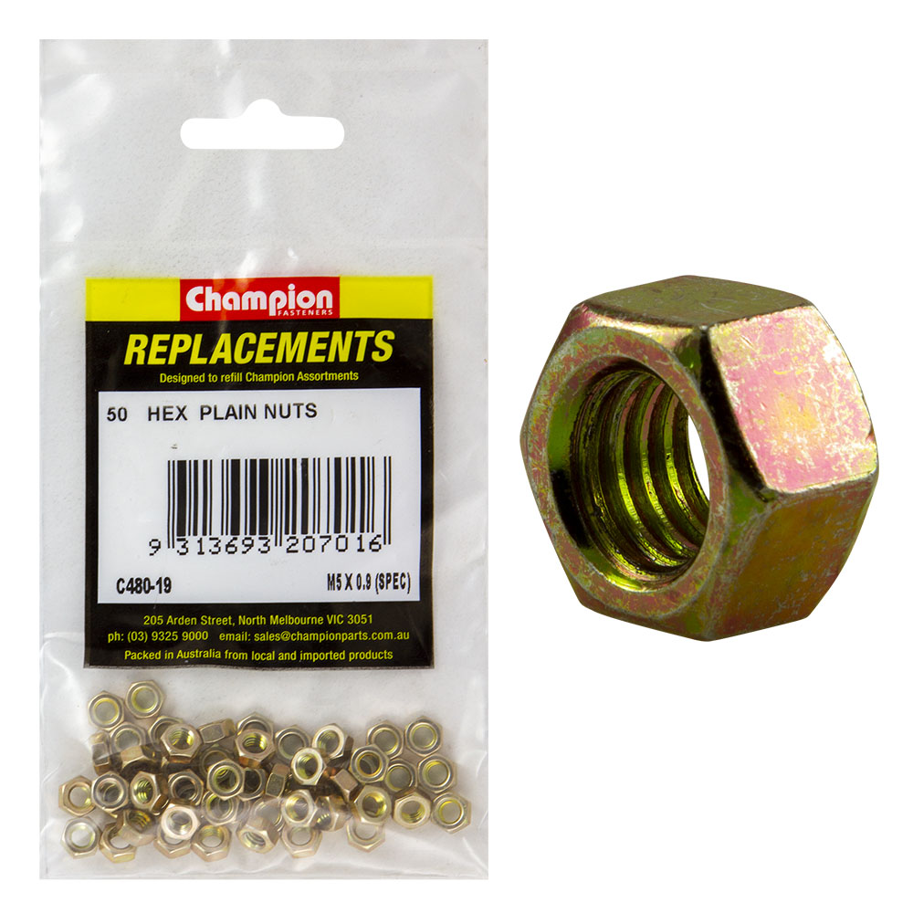 Champion M5 X 0.9 Hex Nut -50Pk