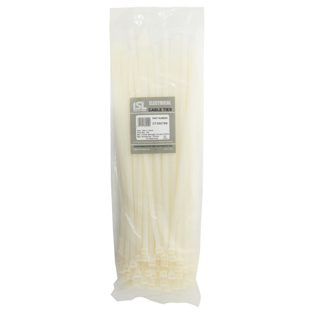 ISL 380 x 7.6mm Nylon Cable Tie - Nat. - 100pk