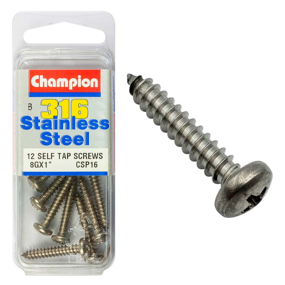 Champion 316/A4 S/Tap Set Screw - Pan 8G X 1 (B)