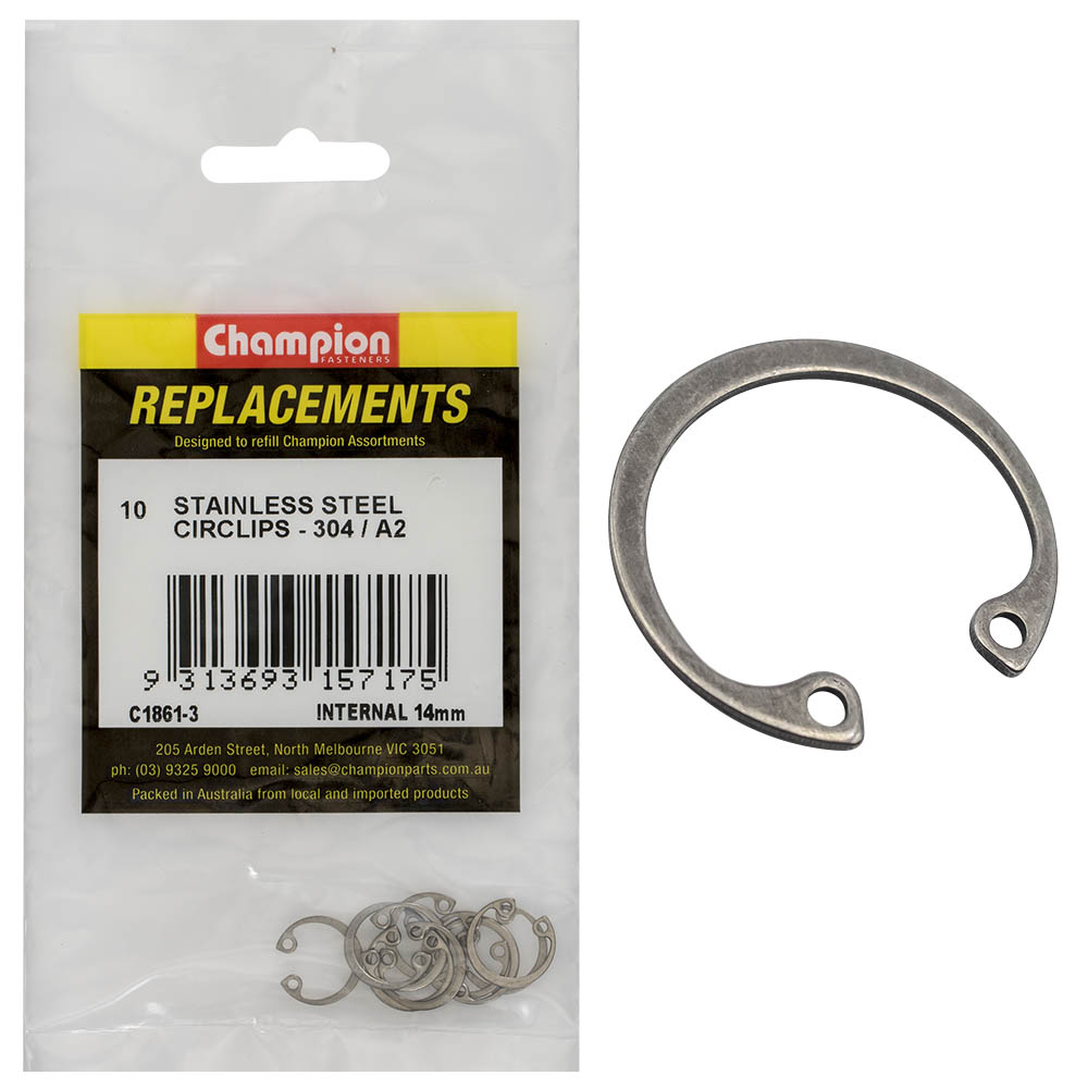 Champion 14Mm Stainless Internal Circlip 304/A2 -10Pk