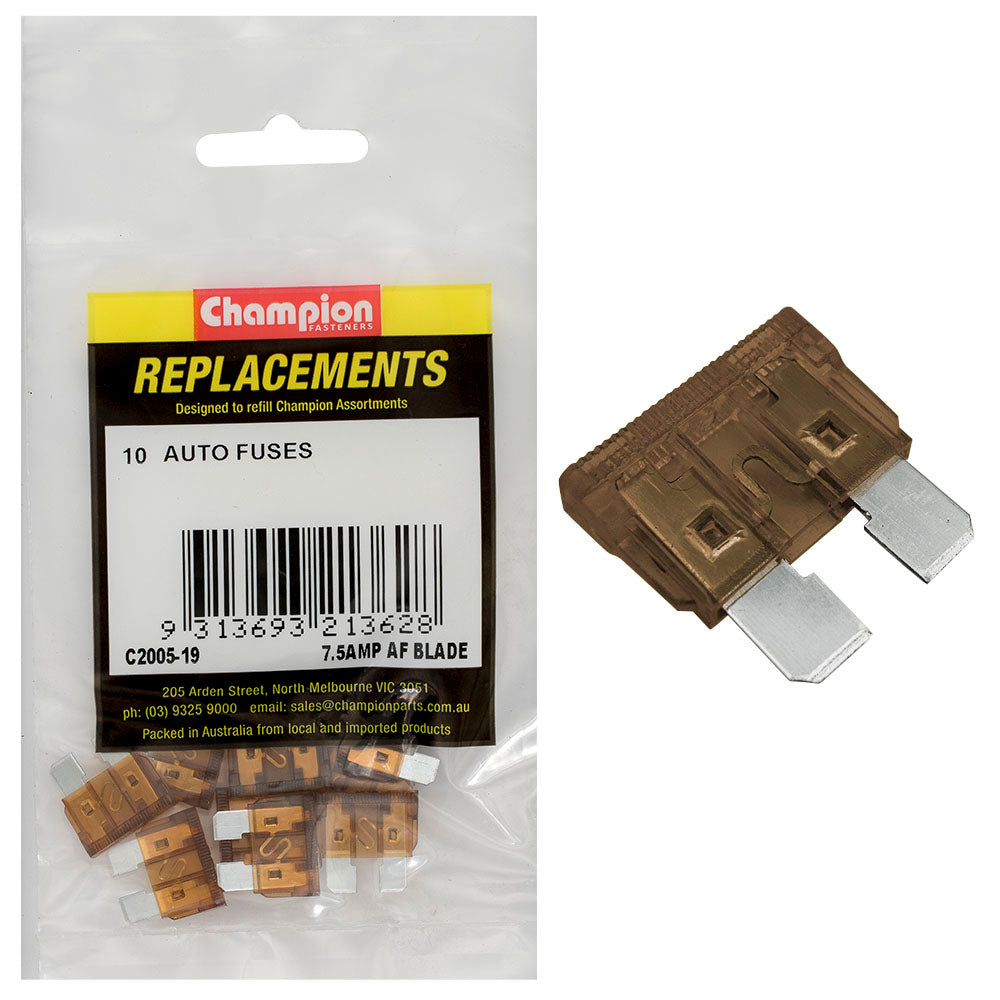 Champion Af 7.5Amp Standard Blade Fuse (Brown) -10Pk