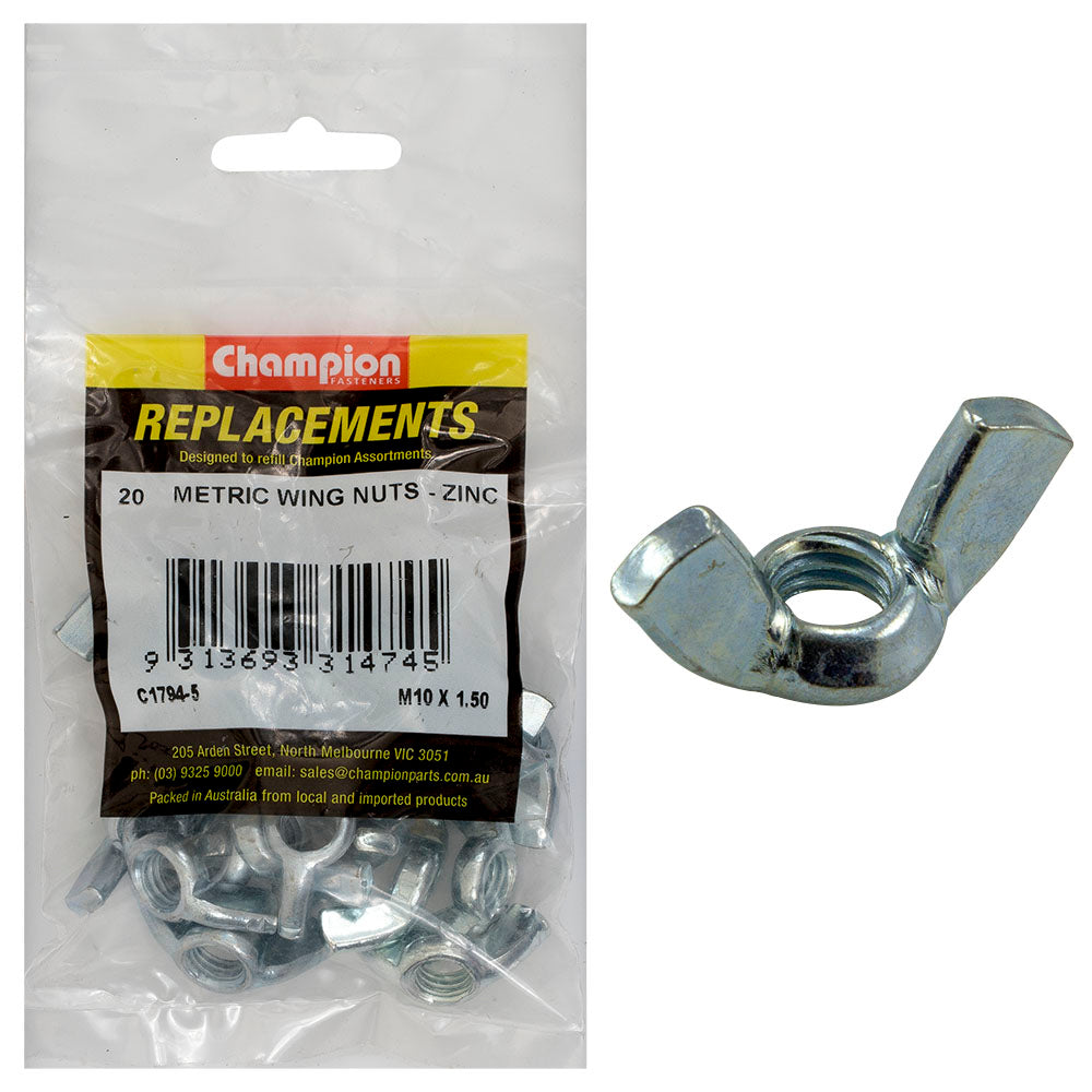 Champion M10 X 1.50 Wing Nut -25Pk