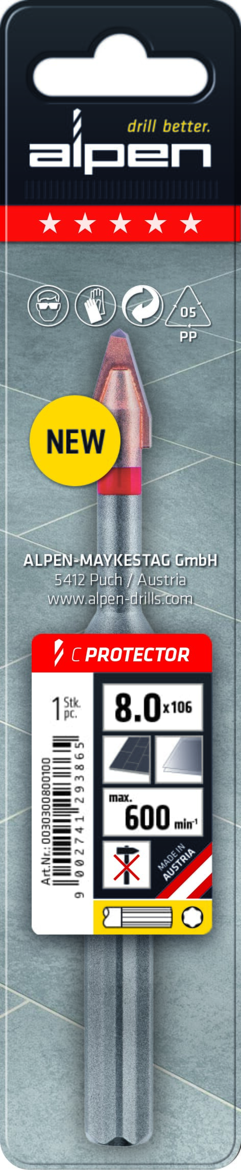 Alpen Series 303 C Protector Drill 8Mm