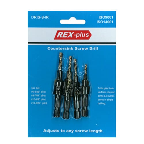 Rex-Plus Countersink Screw Drill Type 4Pc