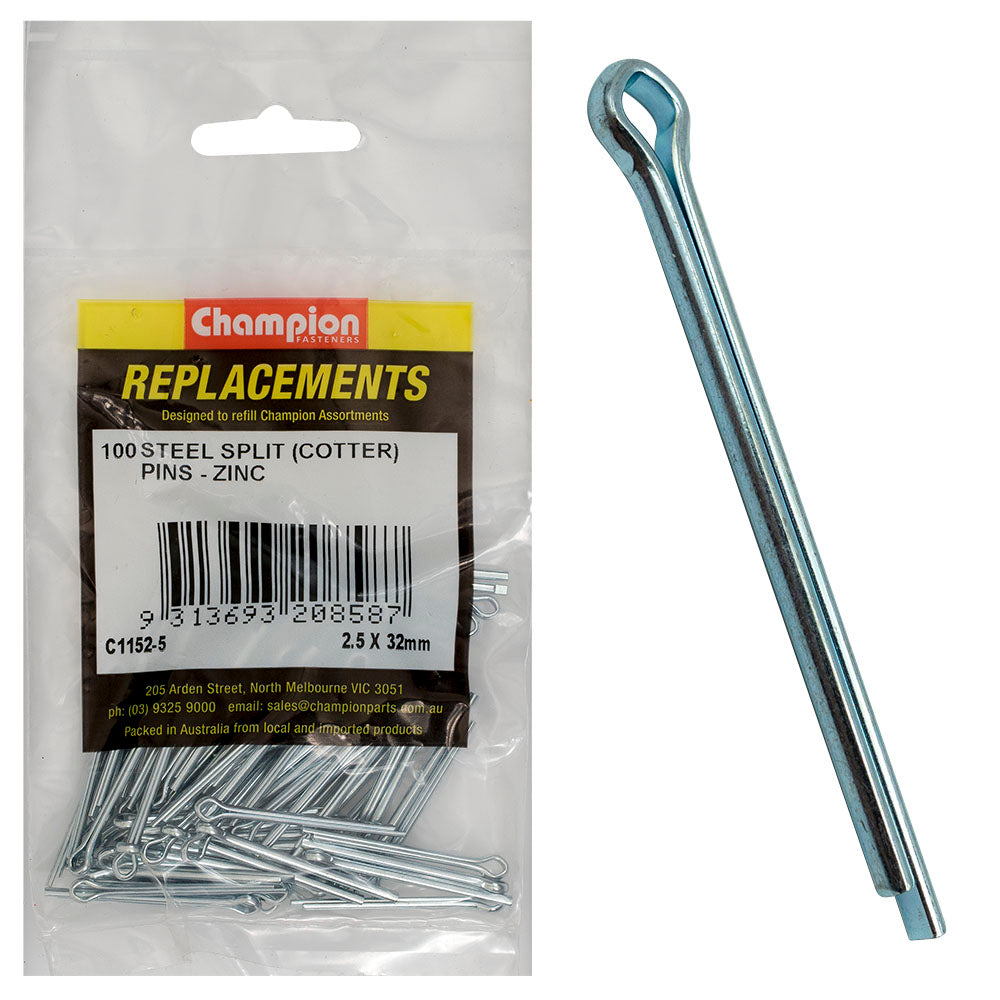 Champion 2.5Mm X 32Mm Steel Split (Cotter) Pin -100Pk