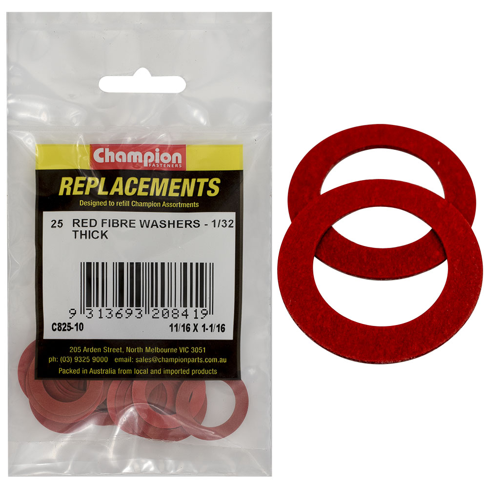 Champion 11/16In X 1-1/16In X 1/32In Red Fibre Washer -25Pk