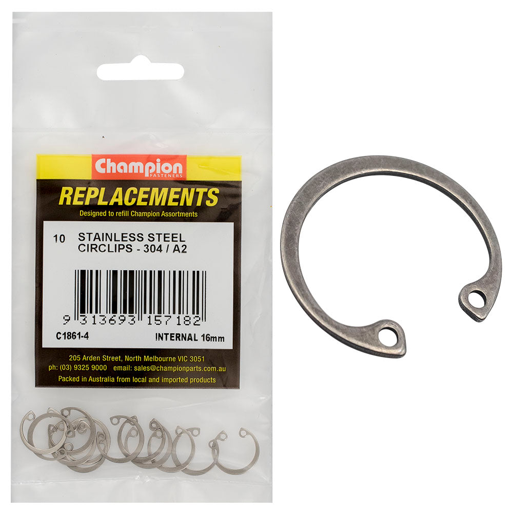 Champion 16Mm Stainless Internal Circlip 304/A2 -10Pk