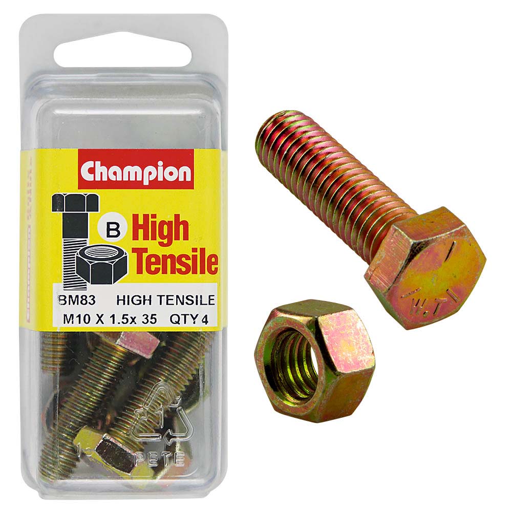 Champion M10 X 35 Set Screw & Nut (B) - Gr8.8