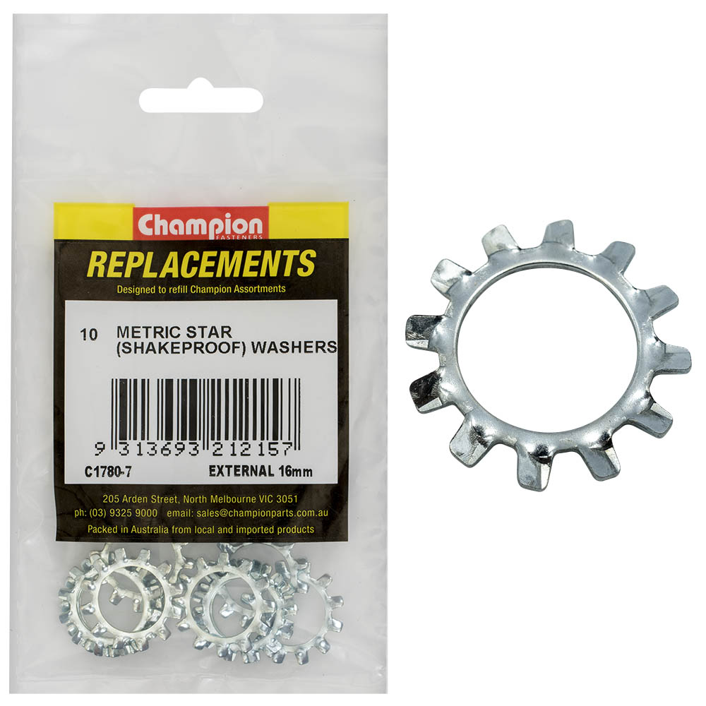 Champion 16Mm External Star Washer -10Pk