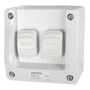 10A Weatherproof 2 Gang Surface Switch Ip66