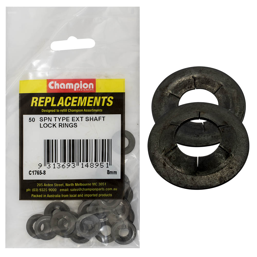 Champion 8Mm Spn Type External Lock Rings -50Pk