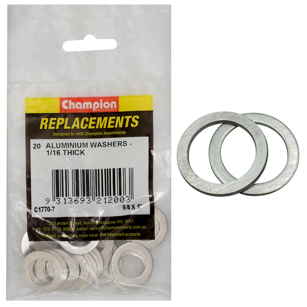 Champion 5/8In X 1In X 1/16In Aluminium Washer -20Pk