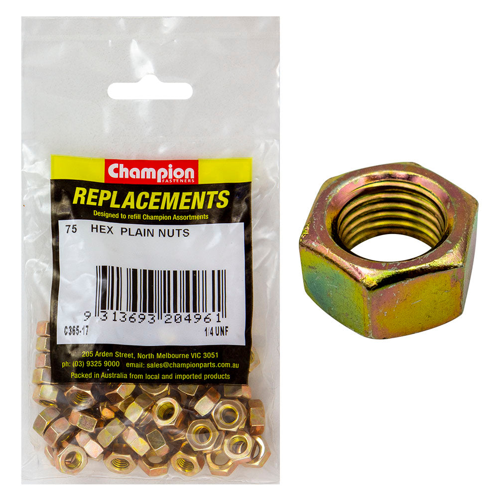 Champion 1/4In Unf Hexagon Nut -75Pk