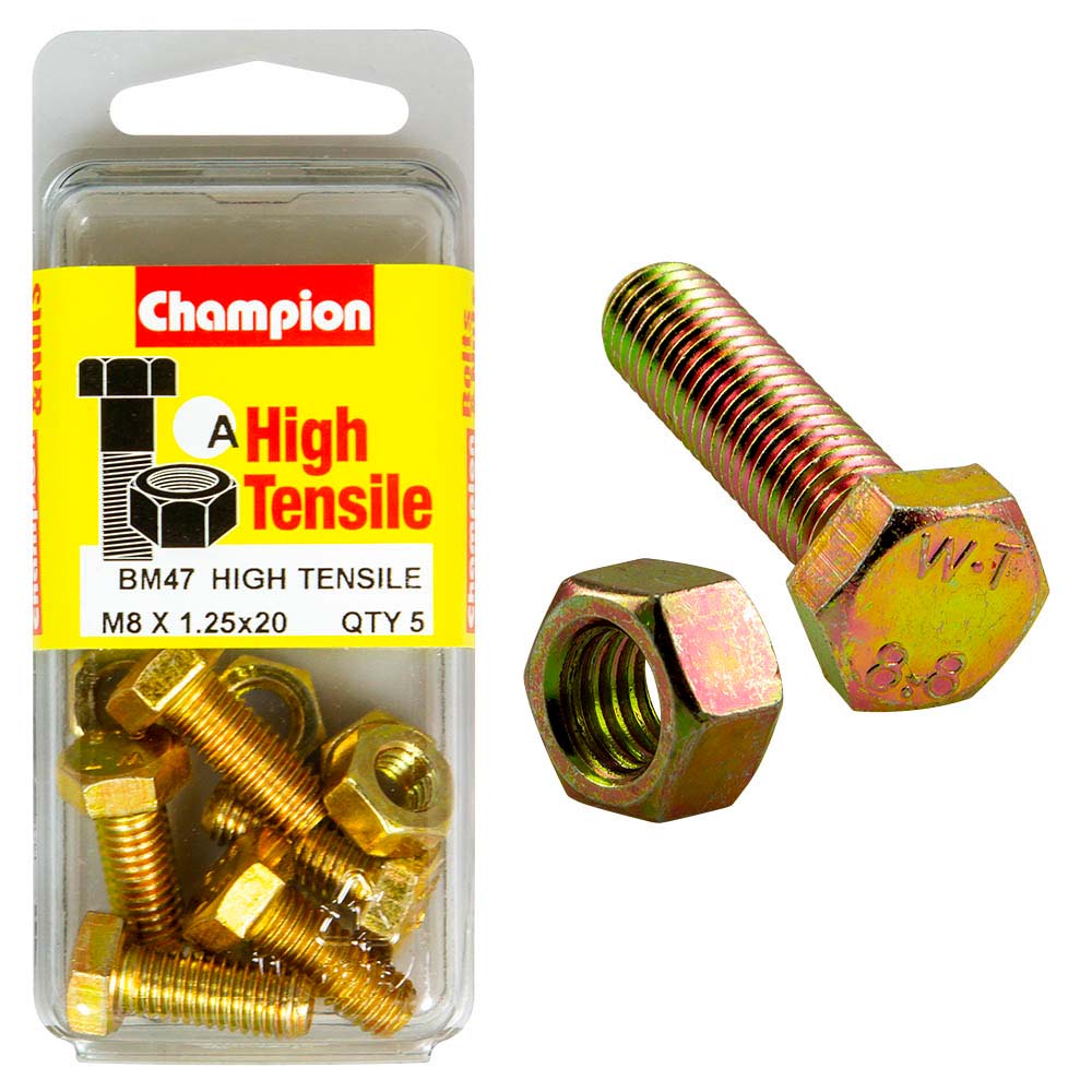 Champion M8 X 20 Set Screw & Nut (A) - Gr8.8