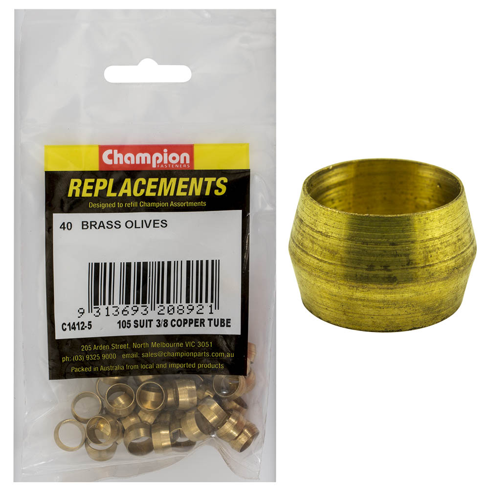 Champion 3/8In Brass Compression Type Olive -40Pk