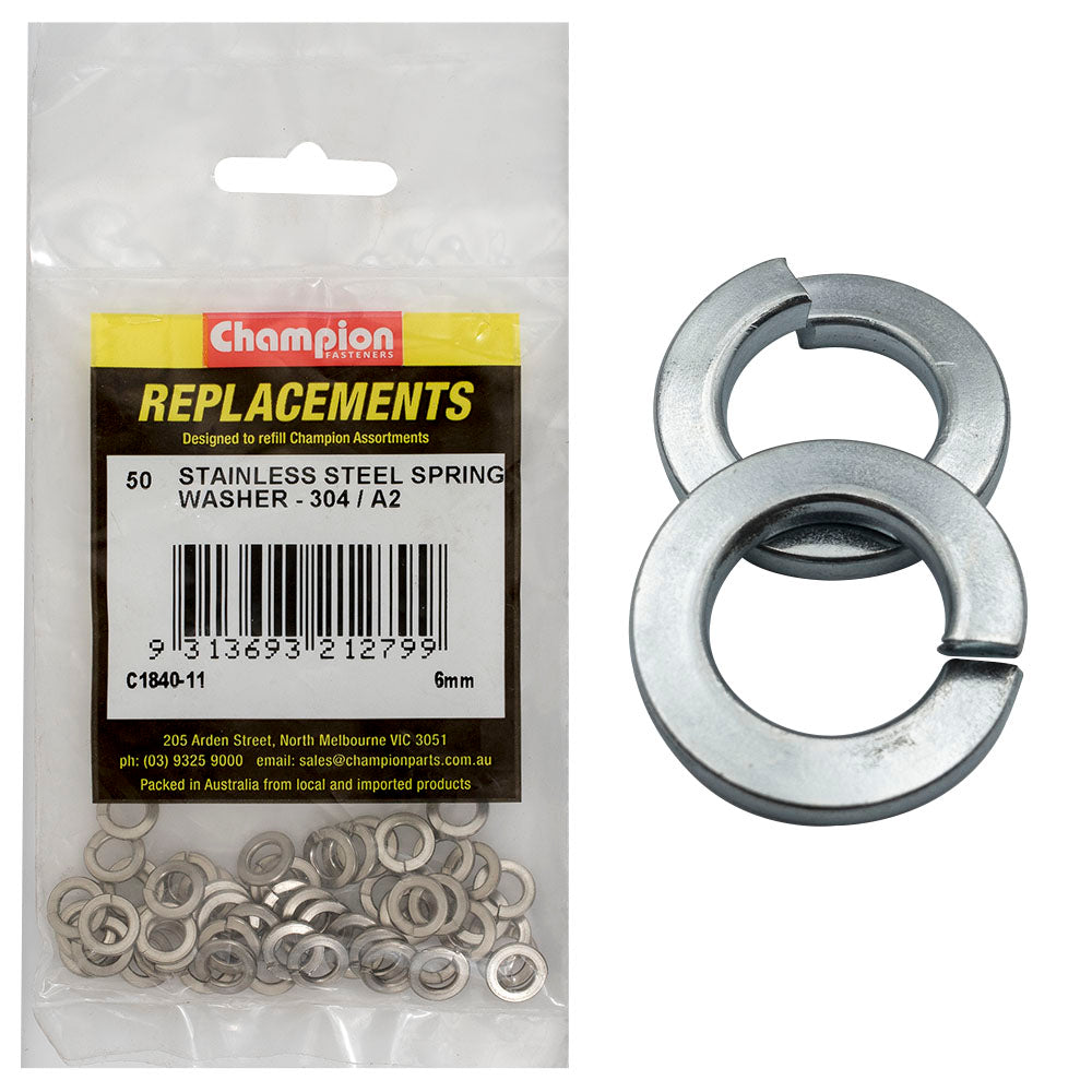 Champion M6 Stainless Spring Washer 304/A2 -50Pk