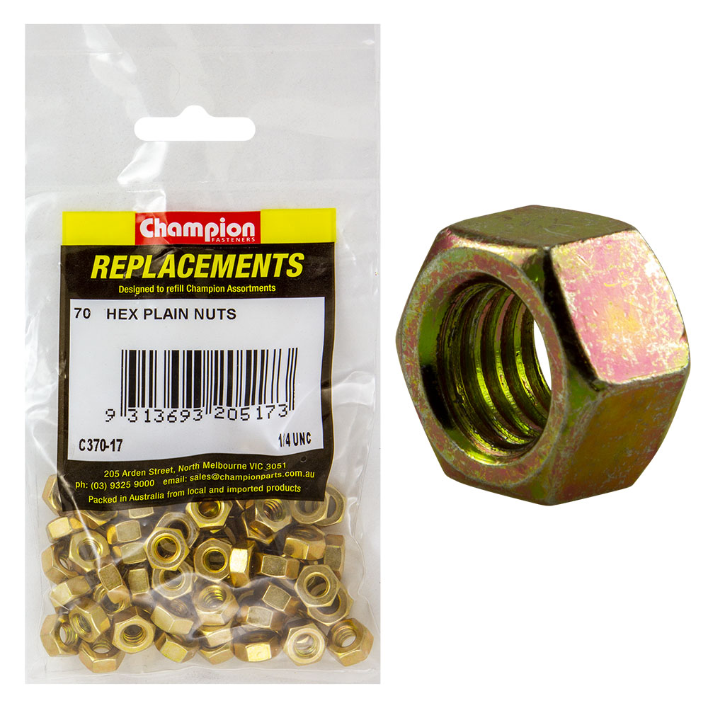 Champion 1/4In Unc Hexagon Nut -70Pk